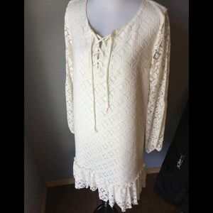 Cream lace folk dress NWT